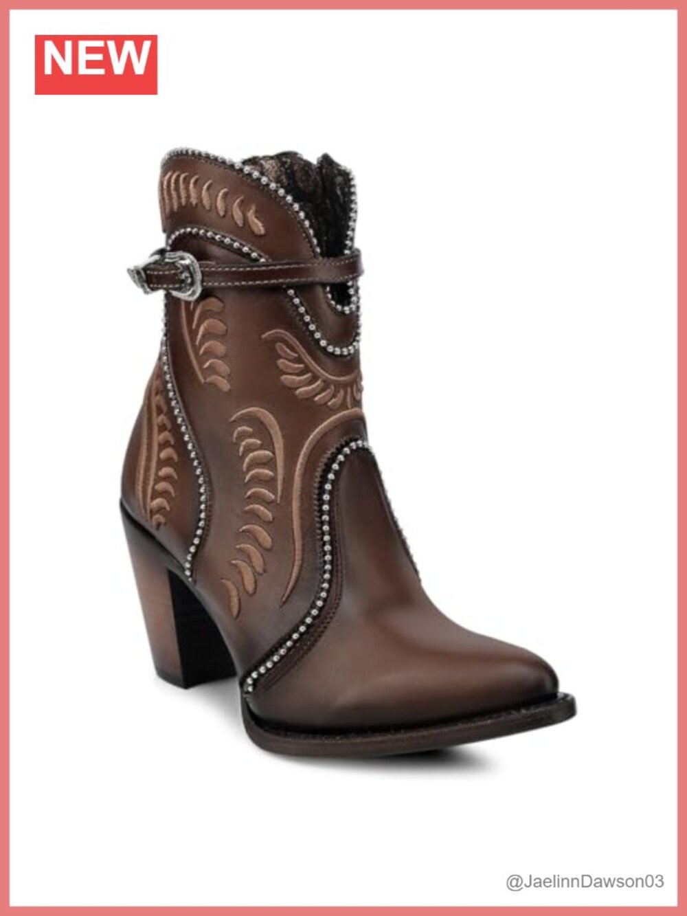 Cuadra Women's Bootie Bovine Leather Embroidery with Zipper
